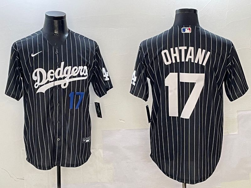 Men Los Angeles Dodgers #17 Ohtani Black Stripe Jointly Name 2025 Nike MLB Jersey style 8